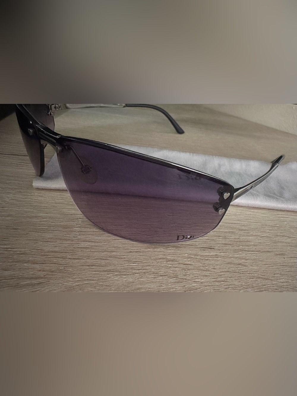 Dior Charm Y2K rimless shield sunglasses gradient purple tint lenses - Picture 7 of 7